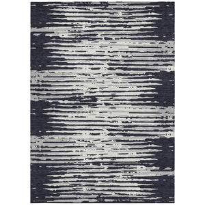 Homeroots 3' Artichoke Green And Ivory Striped Washable Area Rug For Indoor And Outdoor Spaces, Durable Design 5' X 8' Polyester 592360