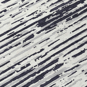 Homeroots 3' Artichoke Green And Ivory Striped Washable Area Rug For Indoor And Outdoor Spaces, Durable Design 8' Round Polyester 592361