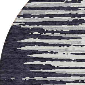 Homeroots 3' Artichoke Green And Ivory Striped Washable Area Rug For Indoor And Outdoor Spaces, Durable Design 8' Round Polyester 592361