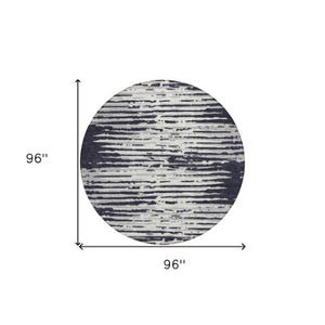 Homeroots 3' Artichoke Green And Ivory Striped Washable Area Rug For Indoor And Outdoor Spaces, Durable Design 8' Round Polyester 592361