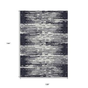 Homeroots 3' Artichoke Green And Ivory Striped Washable Area Rug For Indoor And Outdoor Spaces, Durable Design 9' X 12' Polyester 592363