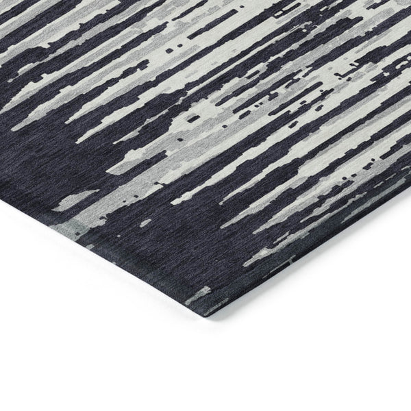 Homeroots 3' Artichoke Green And Ivory Striped Washable Area Rug For Indoor And Outdoor Spaces, Durable Design 9' X 12' Polyester 592363