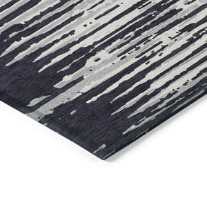 Homeroots 3' Artichoke Green And Ivory Striped Washable Area Rug For Indoor And Outdoor Spaces, Durable Design 10' X 14' Polyester 592364