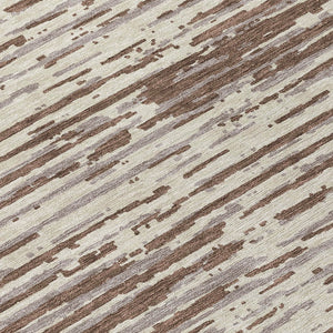 Homeroots 3' Artichoke Green And Ivory Striped Washable Area Rug For Indoor And Outdoor Spaces, Durable Design 8' Round Polyester 592367