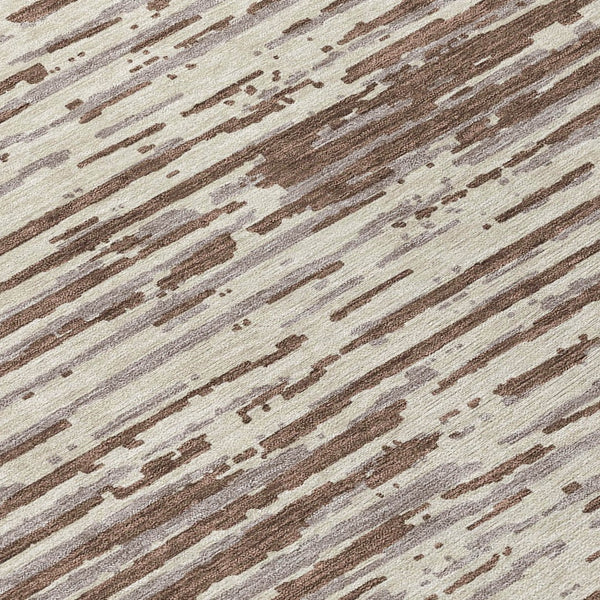 Homeroots 3' Artichoke Green And Ivory Striped Washable Area Rug For Indoor And Outdoor Spaces, Durable Design 8' Round Polyester 592367