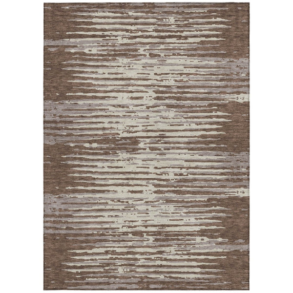 Homeroots 3' Artichoke Green And Ivory Striped Washable Area Rug For Indoor And Outdoor Spaces, Durable Design 9' X 12' Polyester 592369