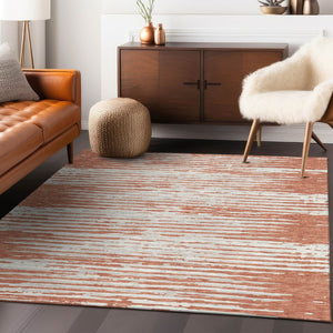 Homeroots 3' Artichoke Green And Ivory Striped Washable Area Rug For Indoor And Outdoor Spaces, Durable Design 3' X 5' Polyester 592371