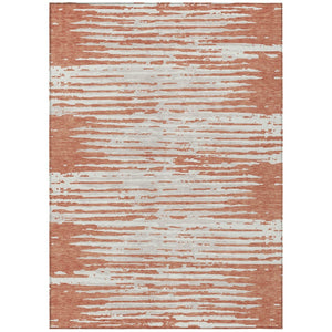 HomeRoots 5' Coral and Ivory Striped Area Rug - Durable, Washable Indoor/Outdoor Rug for Coastal Style Living 5' X 8' 592372