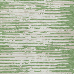 Homeroots 3' Artichoke Green And Ivory Striped Washable Area Rug For Indoor And Outdoor Spaces, Durable Design 3' X 5' Polyester 592377