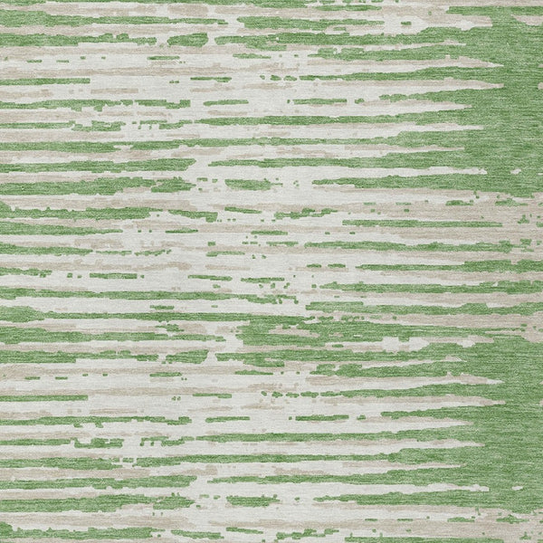 Homeroots 3' Artichoke Green And Ivory Striped Washable Area Rug For Indoor And Outdoor Spaces, Durable Design 8' X 10' Polyester 592380