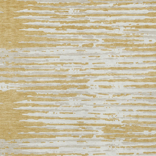 Homeroots 3' Artichoke Green And Ivory Striped Washable Area Rug For Indoor And Outdoor Spaces, Durable Design 5' X 8' Polyester 592384