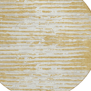 Homeroots 3' Artichoke Green And Ivory Striped Washable Area Rug For Indoor And Outdoor Spaces, Durable Design 8' Round Polyester 592385