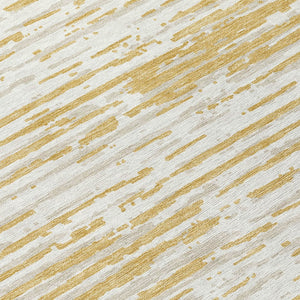 Homeroots 3' Artichoke Green And Ivory Striped Washable Area Rug For Indoor And Outdoor Spaces, Durable Design 8' Round Polyester 592385