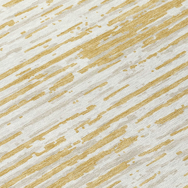 Homeroots 3' Artichoke Green And Ivory Striped Washable Area Rug For Indoor And Outdoor Spaces, Durable Design 8' Round Polyester 592385