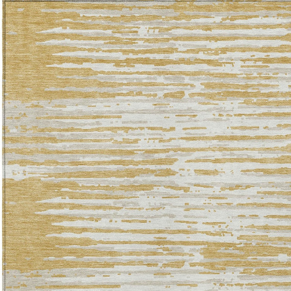 Homeroots 3' Artichoke Green And Ivory Striped Washable Area Rug For Indoor And Outdoor Spaces, Durable Design 8' X 10' Polyester 592386