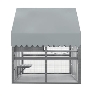 English Elm Cat, Outdoor Wood Enclosure Multi-level Shelter with Platforms Resting Boxes Waterproof Canopy W1598S00039