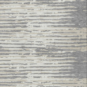 Homeroots 3' Artichoke Green And Ivory Striped Washable Area Rug For Indoor And Outdoor Spaces, Durable Design 5' X 8' Polyester 592390