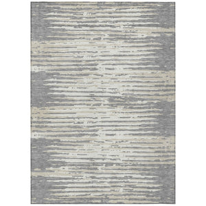 HomeRoots 9' Gray and Ivory Striped Area Rug - Stylish, Washable Indoor Outdoor Floor Covering for Any Space 9' X 12' 592393