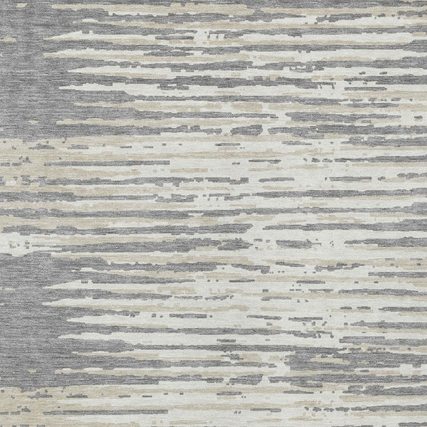 Homeroots 3' Artichoke Green And Ivory Striped Washable Area Rug For Indoor And Outdoor Spaces, Durable Design 9' X 12' Polyester 592393