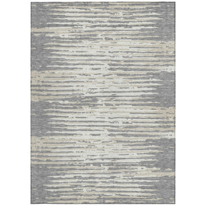Homeroots 3' Artichoke Green And Ivory Striped Washable Area Rug For Indoor And Outdoor Spaces, Durable Design 10' X 14' Polyester 592394