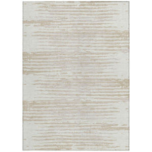 Homeroots 3' Artichoke Green And Ivory Striped Washable Area Rug For Indoor And Outdoor Spaces, Durable Design 9' X 12' Polyester 592399
