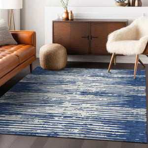 Homeroots 3' Artichoke Green And Ivory Striped Washable Area Rug For Indoor And Outdoor Spaces, Durable Design 3' X 5' Polyester 592401