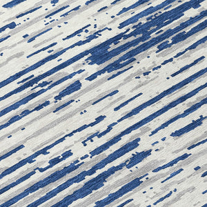 Homeroots 3' Artichoke Green And Ivory Striped Washable Area Rug For Indoor And Outdoor Spaces, Durable Design 8' Round Polyester 592403