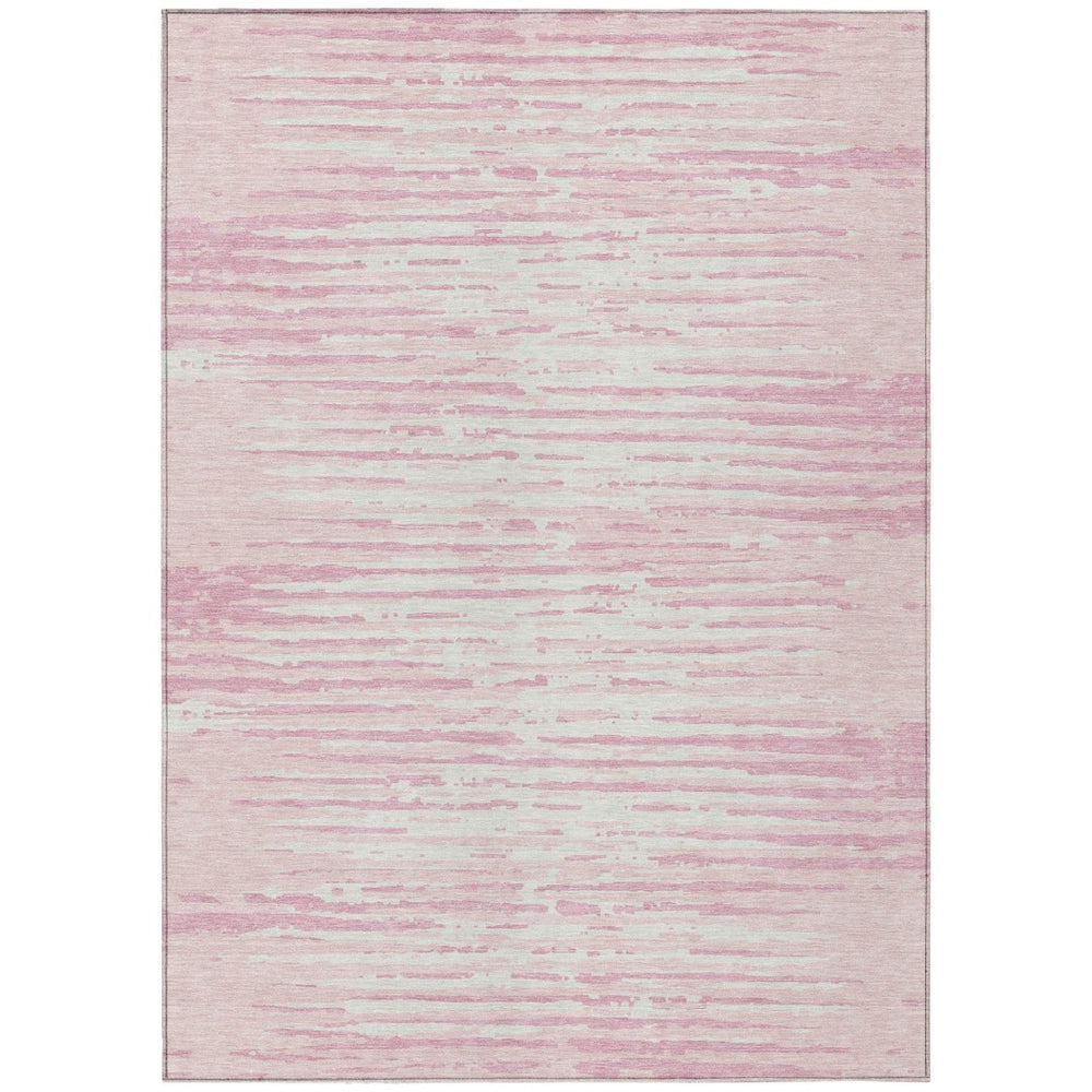 HomeRoots 5' Pink and Gray Striped Area Rug - Stylish, Durable, Washable Design for Indoor and Outdoor Spaces 5' X 8' 592408