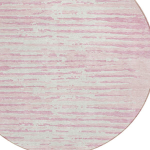 Homeroots 3' Artichoke Green And Ivory Striped Washable Area Rug For Indoor And Outdoor Spaces, Durable Design 8' Round Polyester 592409