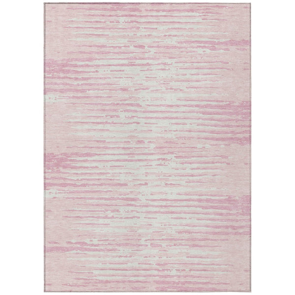 HomeRoots 5' Pink and Gray Striped Area Rug - Stylish, Durable, Washable Design for Indoor and Outdoor Spaces 8' X 10' 592410