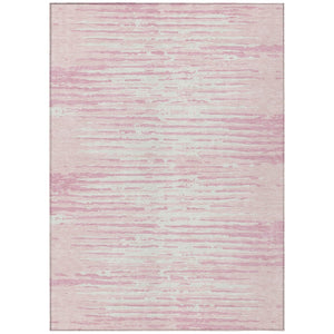 HomeRoots 5' Pink and Gray Striped Area Rug - Stylish, Durable, Washable Design for Indoor and Outdoor Spaces 10' X 14' 592412