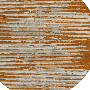 Homeroots 3' Artichoke Green And Ivory Striped Washable Area Rug For Indoor And Outdoor Spaces, Durable Design 8' Round Polyester 592415