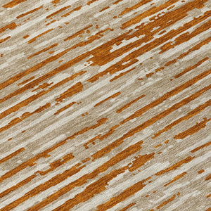 Homeroots 3' Artichoke Green And Ivory Striped Washable Area Rug For Indoor And Outdoor Spaces, Durable Design 8' Round Polyester 592415