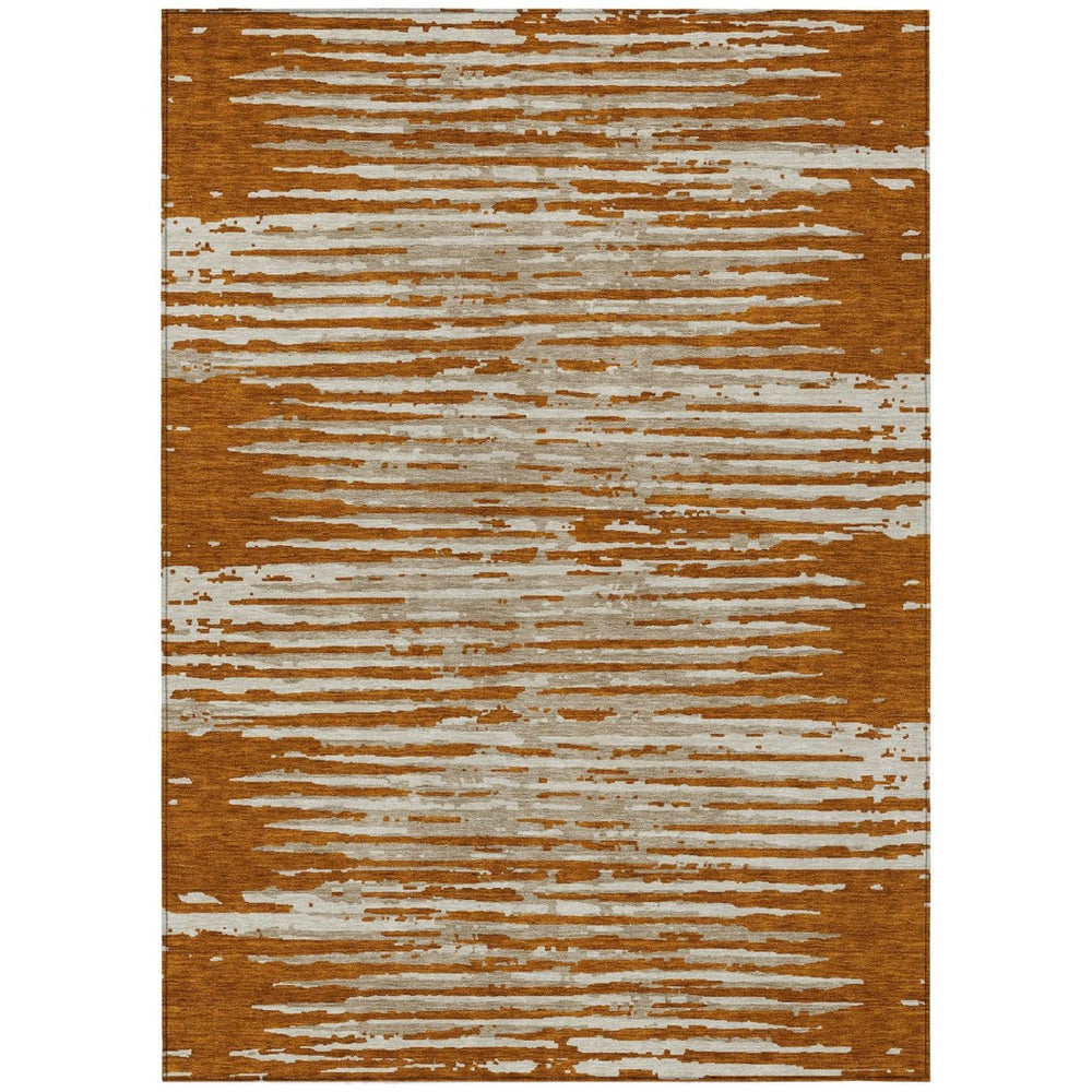 HomeRoots 9' Striped Indoor Outdoor Area Rug in Brown, Gray, and Ivory – Durable, Washable, and Stylish Design 9' X 12' 592417
