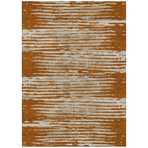 HomeRoots 9' Striped Indoor Outdoor Area Rug in Brown, Gray, and Ivory – Durable, Washable, and Stylish Design 9' X 12' 592417