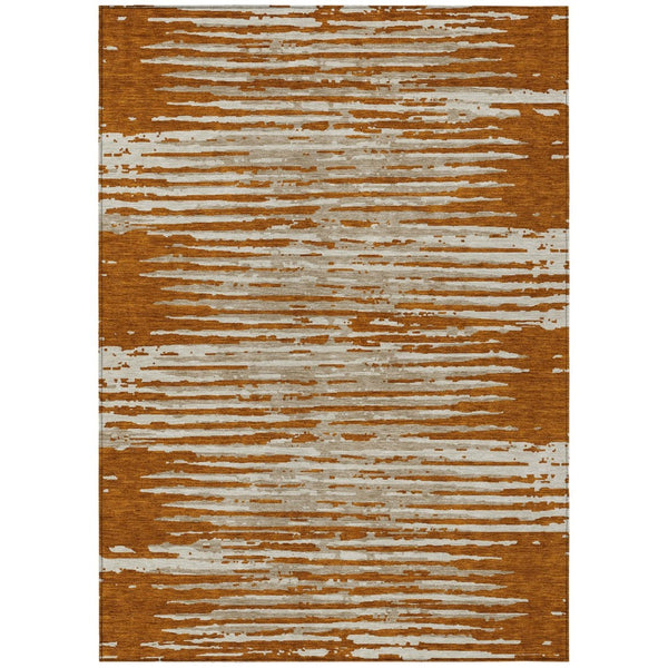 HomeRoots 9' Striped Indoor Outdoor Area Rug in Brown, Gray, and Ivory – Durable, Washable, and Stylish Design 9' X 12' 592417