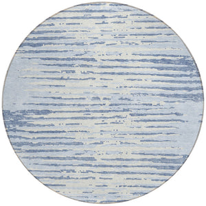 Homeroots 3' Artichoke Green And Ivory Striped Washable Area Rug For Indoor And Outdoor Spaces, Durable Design 8' Round Polyester 592421