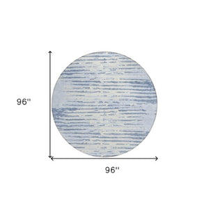 Homeroots 3' Artichoke Green And Ivory Striped Washable Area Rug For Indoor And Outdoor Spaces, Durable Design 8' Round Polyester 592421