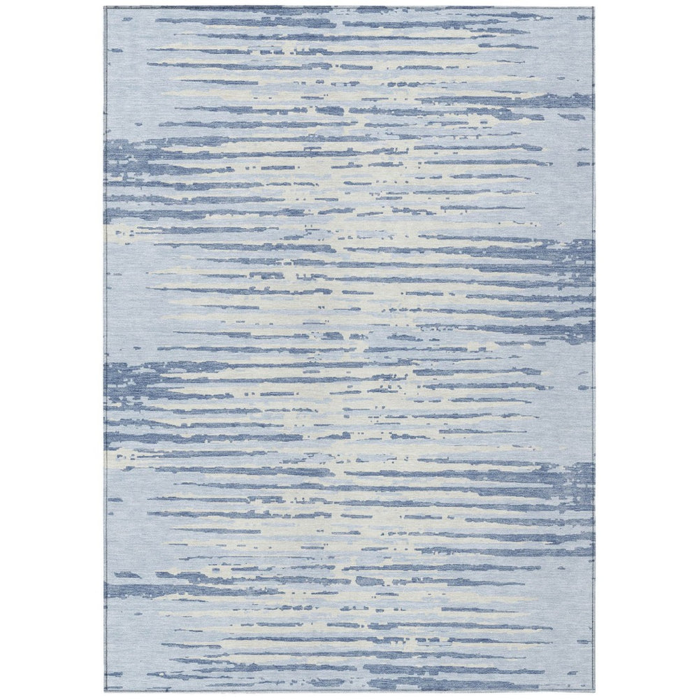 HomeRoots 9' Sky Blue and Ivory Striped Area Rug - Stylish, Durable, and Washable for Indoor & Outdoor Use 9' X 12' 592423