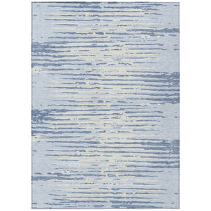 HomeRoots 9' Sky Blue and Ivory Striped Area Rug - Stylish, Durable, and Washable for Indoor & Outdoor Use 9' X 12' 592423