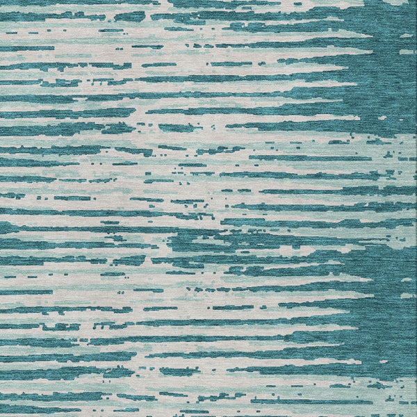 Homeroots 3' Artichoke Green And Ivory Striped Washable Area Rug For Indoor And Outdoor Spaces, Durable Design 3' X 5' Polyester 592425