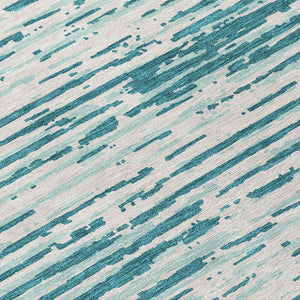 Homeroots 3' Artichoke Green And Ivory Striped Washable Area Rug For Indoor And Outdoor Spaces, Durable Design 8' Round Polyester 592427