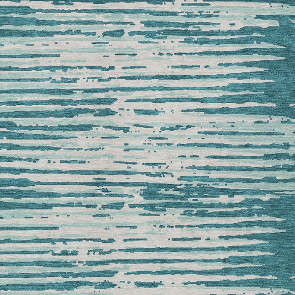 Homeroots 3' Artichoke Green And Ivory Striped Washable Area Rug For Indoor And Outdoor Spaces, Durable Design 10' X 14' Polyester 592430