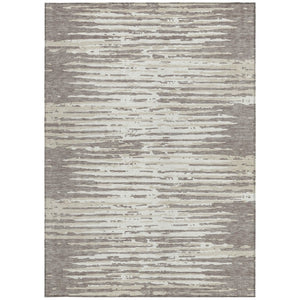 Homeroots 3' Artichoke Green And Ivory Striped Washable Area Rug For Indoor And Outdoor Spaces, Durable Design 8' X 10' Polyester 592434