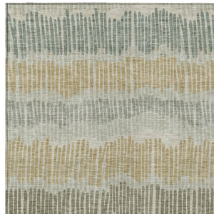 Homeroots 3' Striped Beige Brown And Gray Indoor-outdoor Area Rug - Durable, Washable, Stylish Addition! 3' X 5' Polyester 592437
