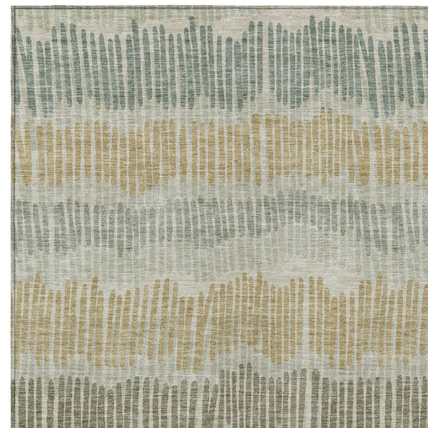 Homeroots 3' Striped Beige Brown And Gray Indoor-outdoor Area Rug - Durable, Washable, Stylish Addition! 3' X 5' Polyester 592437