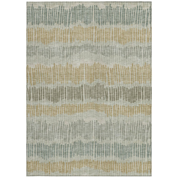 HomeRoots 5' Striped Washable Area Rug for Indoor and Outdoor Use - Durable, Easy-Clean, Stylish Accent Decor 5' X 8' 592438