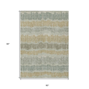 HomeRoots 5' Striped Washable Area Rug for Indoor and Outdoor Use - Durable, Easy-Clean, Stylish Accent Decor 5' X 8' 592438