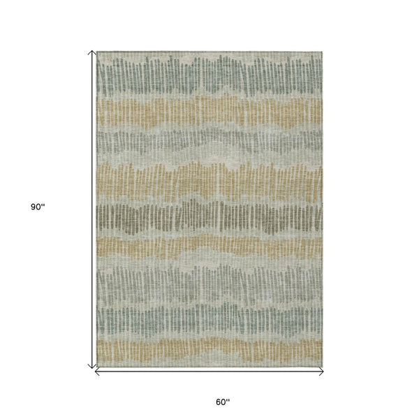 HomeRoots 5' Striped Washable Area Rug for Indoor and Outdoor Use - Durable, Easy-Clean, Stylish Accent Decor 5' X 8' 592438