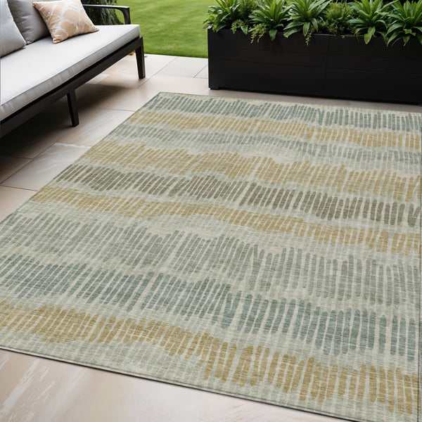 HomeRoots 5' Striped Washable Area Rug for Indoor and Outdoor Use - Durable, Easy-Clean, Stylish Accent Decor 5' X 8' 592438